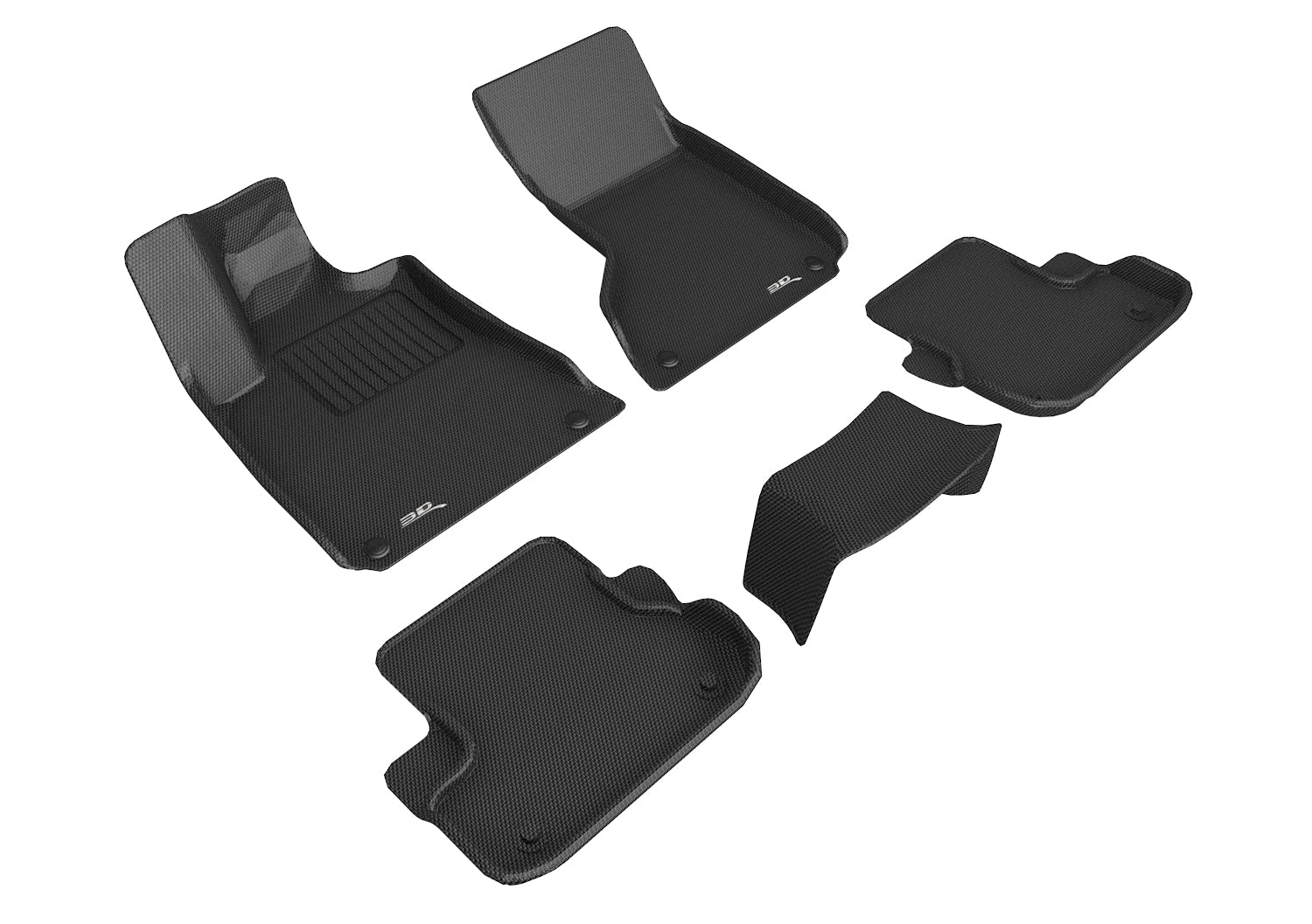 3D Maxpider 2013-2018 Maserati Ghibli Custom Fit Kagu Full Set 1st & 2nd Row Carbon Fiber Embossed Pattern Floor Mat Black L1MR00701509