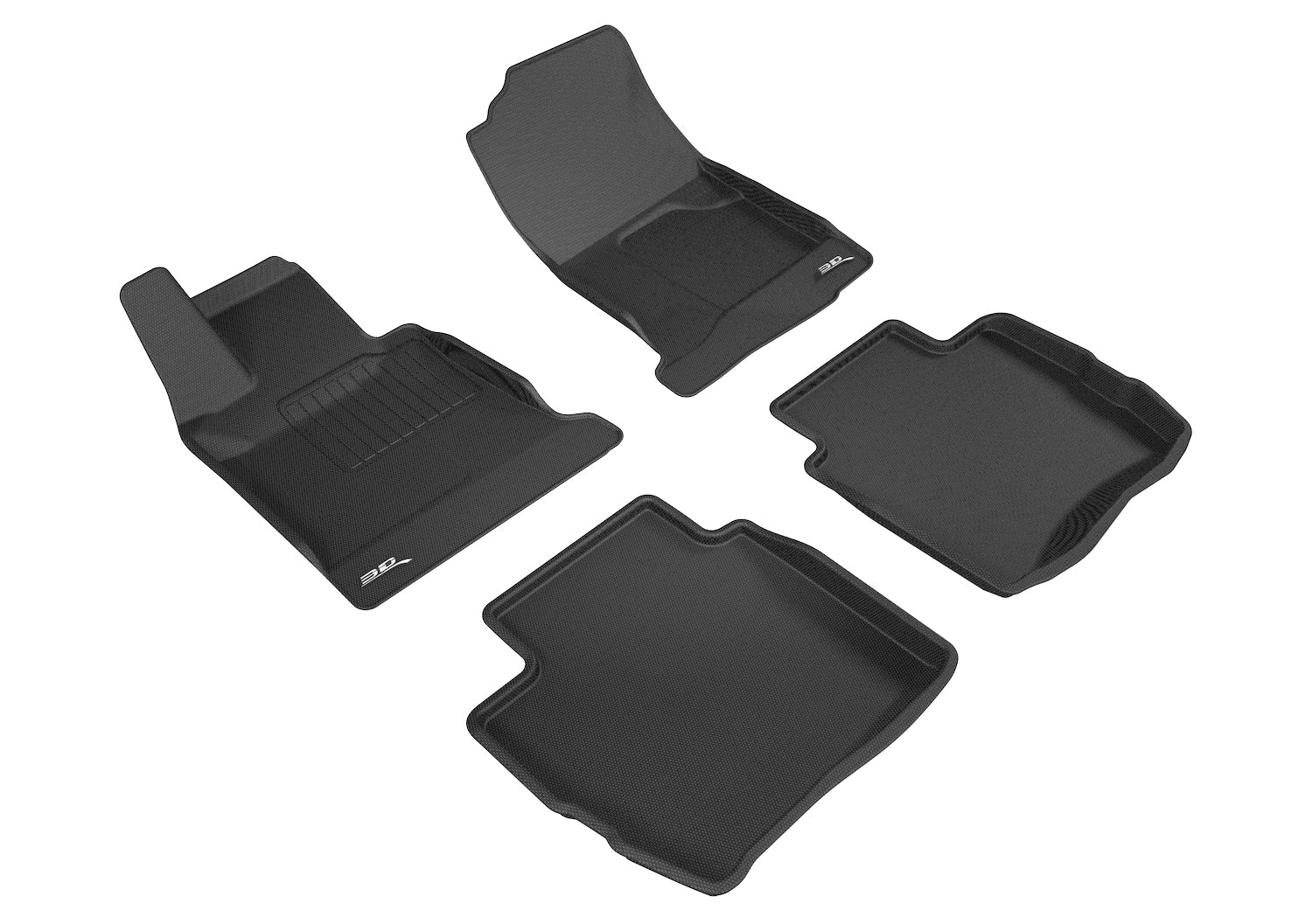3D Maxpider 2012-2018 Maserati Gran Turismo Sport Custom Fit Kagu Full Set 1st & 2nd Row Carbon Fiber Embossed Pattern Floor Mat Black L1MR00501509