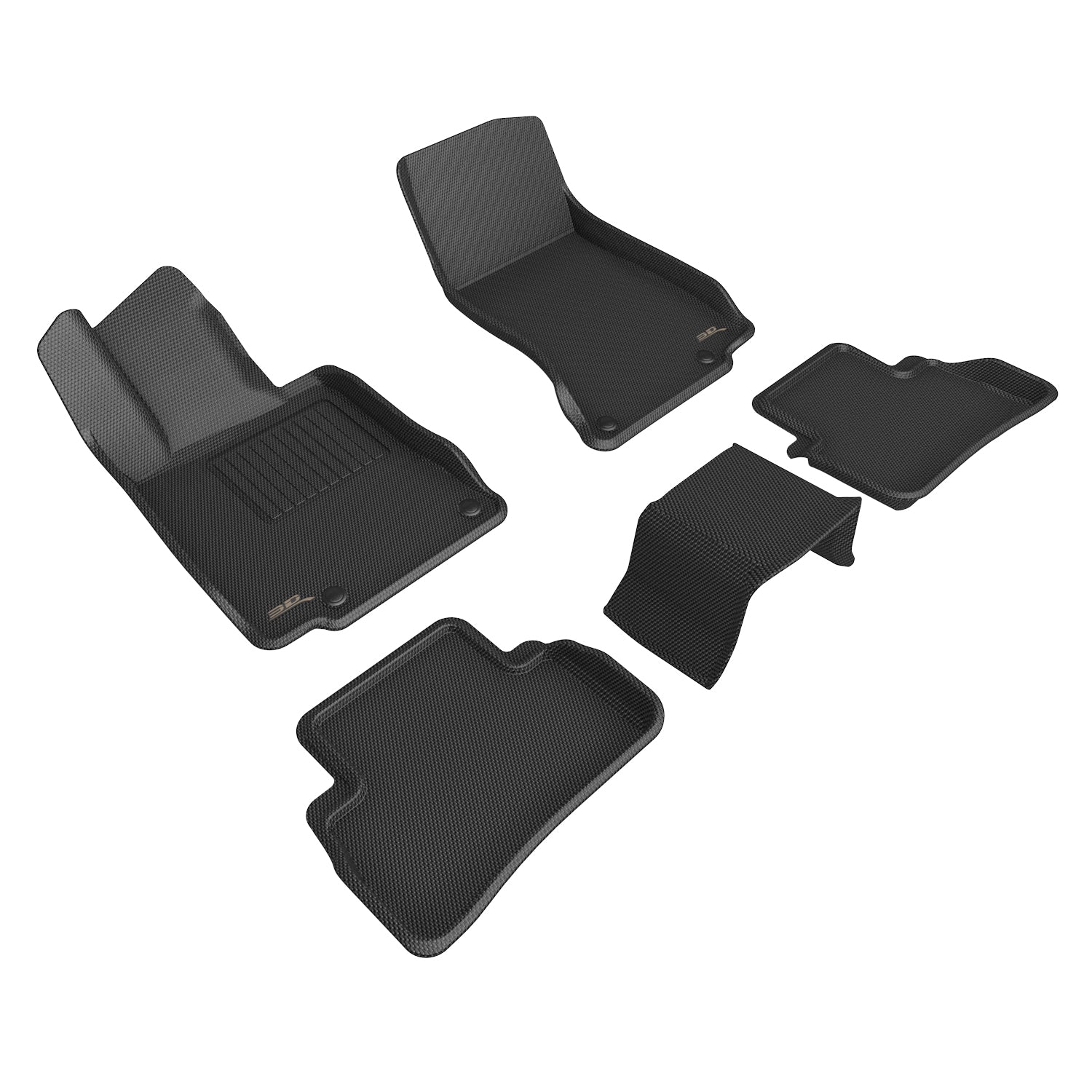 3D Maxpider 2022-2024 Mercedes-Benz C-Class 5 Seat Gasoline Model With Short Axis Kagu 1St Row 2Nd Row Floor Mat Carbon Fiber Embossed Pattern Black L1MB15801509