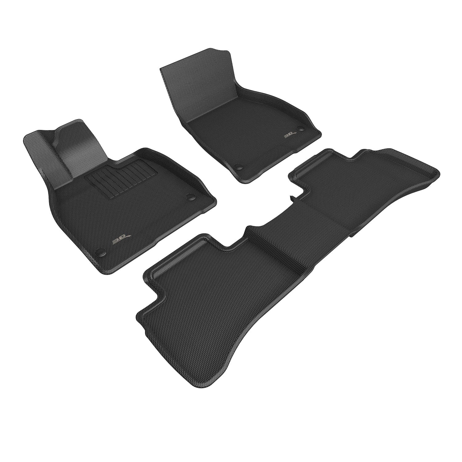 3D Maxpider 2022-2024 Mercedes-Benz EQS Custom Fit Kagu Full Set 1st & 2nd Row Carbon Fiber Embossed Pattern Floor Mat Black L1MB16701509