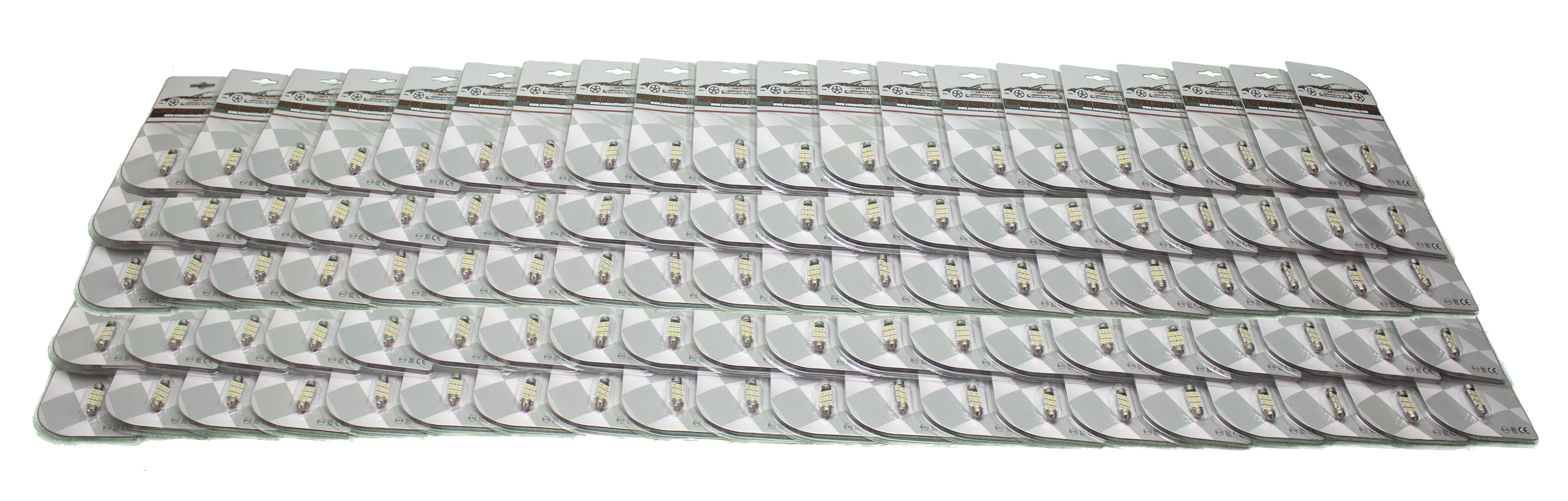 Race Sport 36mm 6SMD 5050 WHITE LED Replacement Bulbs Bulk Lot of 100 in retail packaging Festoon Domes each MP1008