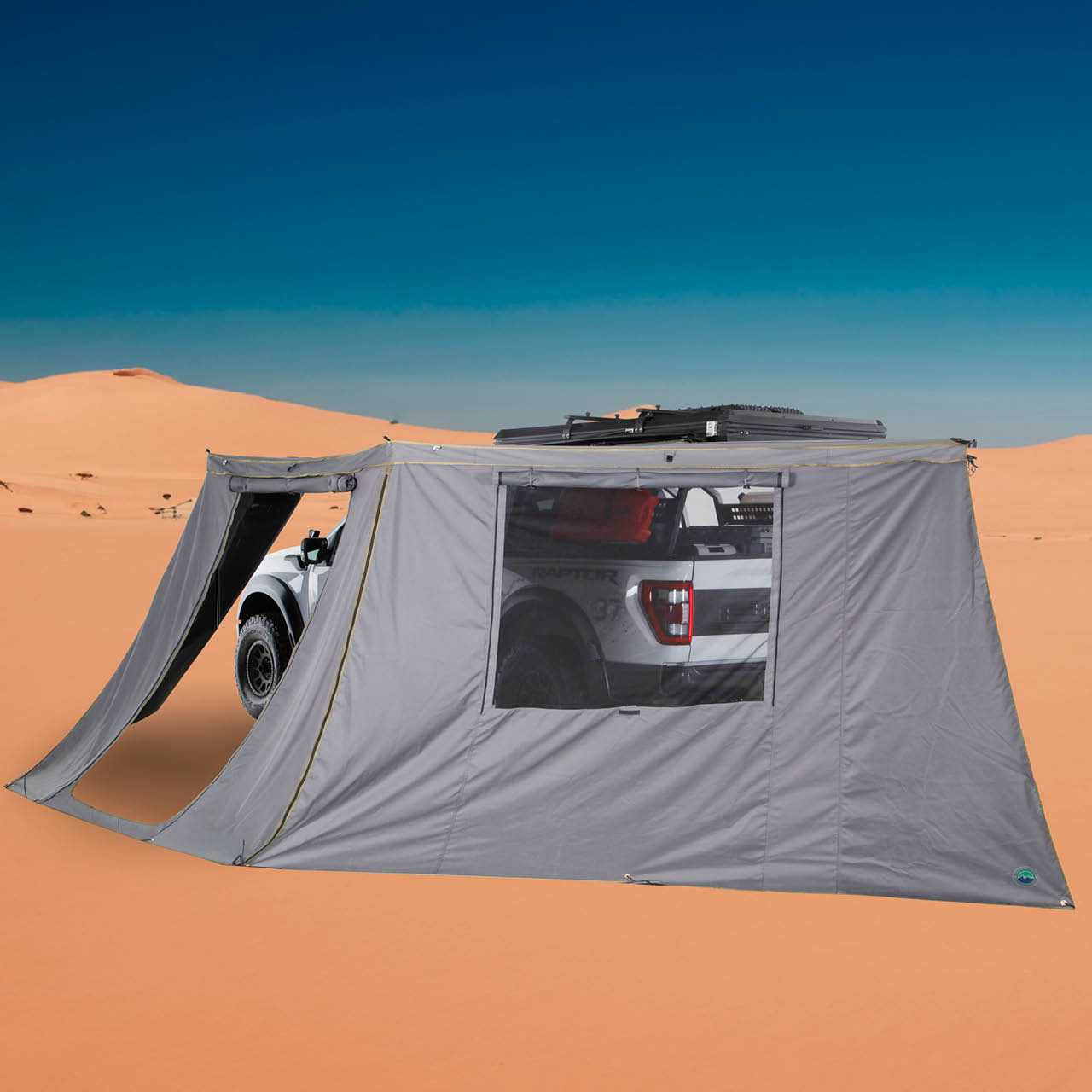 OVS Nomadic Awning 180 Degree Side Wall With Window Dark Gray With Storage Bag 18159910