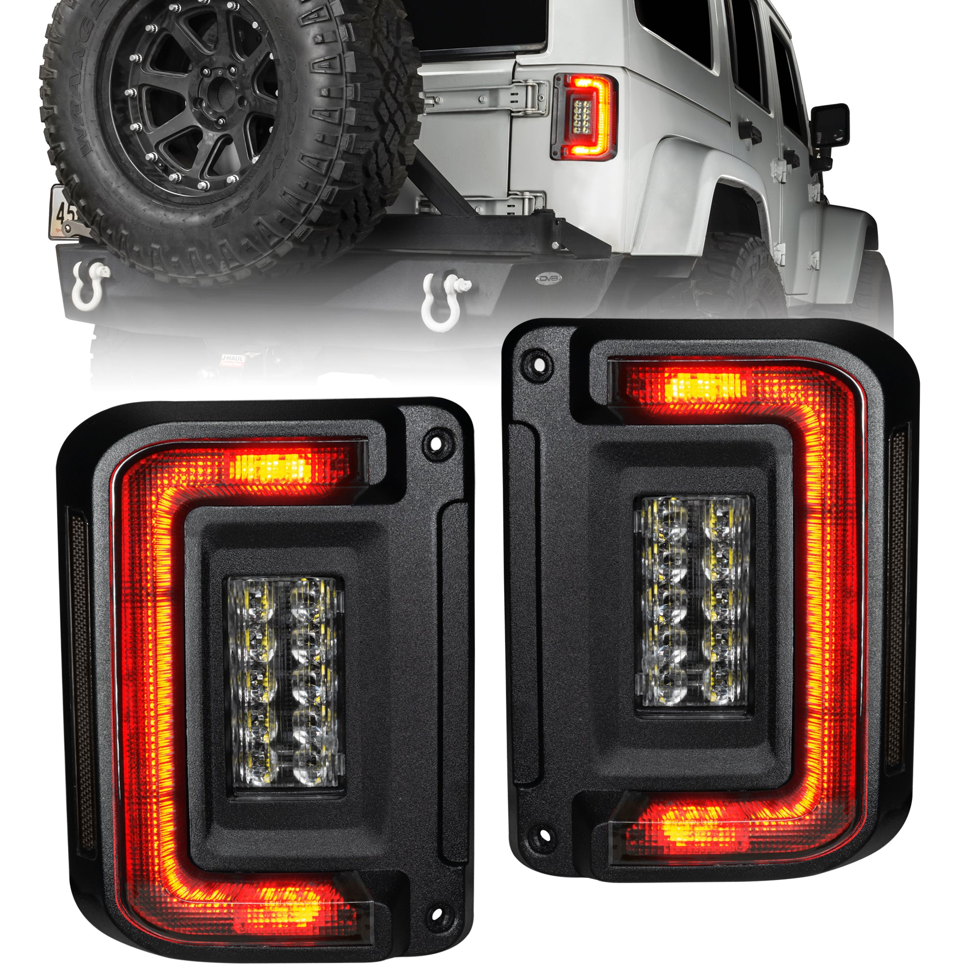 Oracle Lighting 2007-2017 Jeep Wrangler JK Black Series Flush Mount LED Tail Lights 5891-504-T