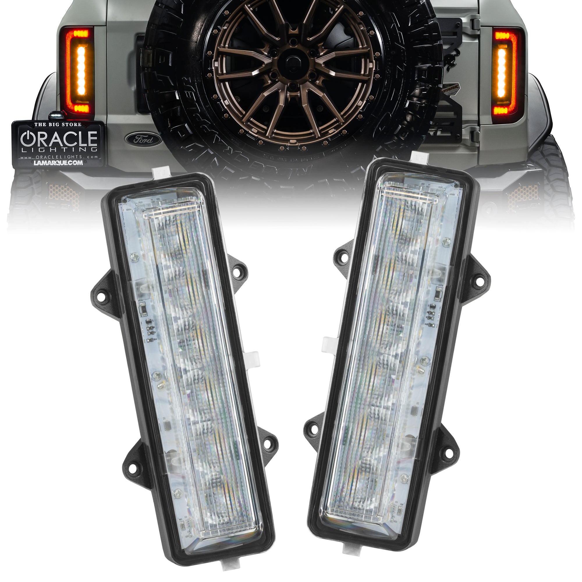 Oracle Lighting Ford Bronco Dual Function Amber White Reverse Modules Flush LED Tail Lights 5915-FB-023