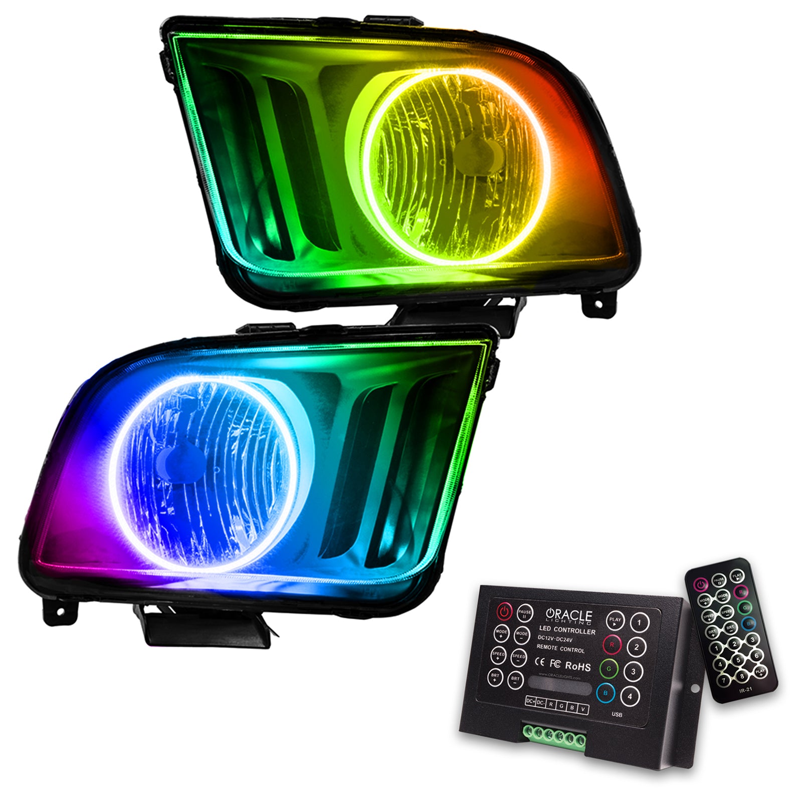 Oracle Lighting 2005-2009 Ford Mustang Pre-Assembled LED Halo Headlights 7048-333