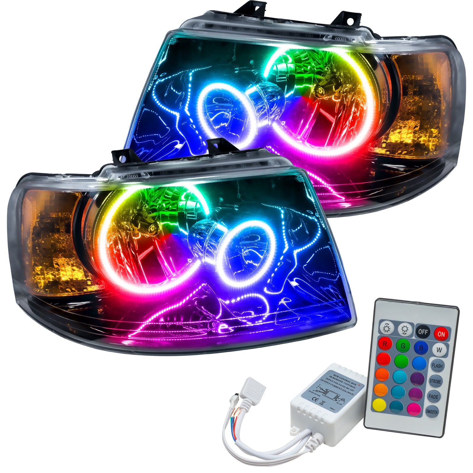 Oracle Lighting 2003-2006 Ford Expedition Black Housing Pre-Assembled LED Halo Headlights 7154-504