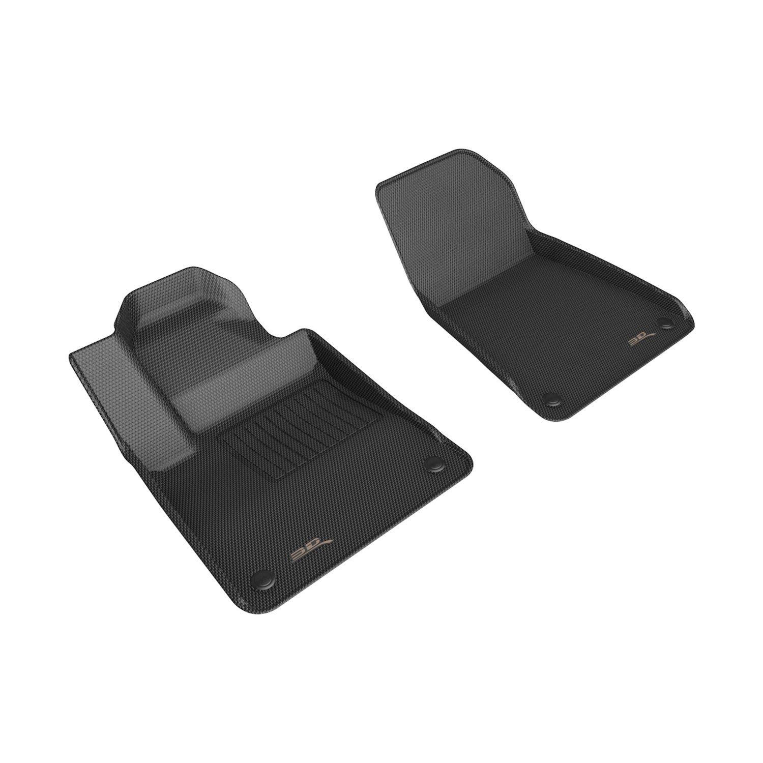 3D Maxpider 2021-2024 Polestar 2 Custom Fit Kagu 1st Row Carbon Fiber Embossed Pattern Floor Mat Black L1PS00011509
