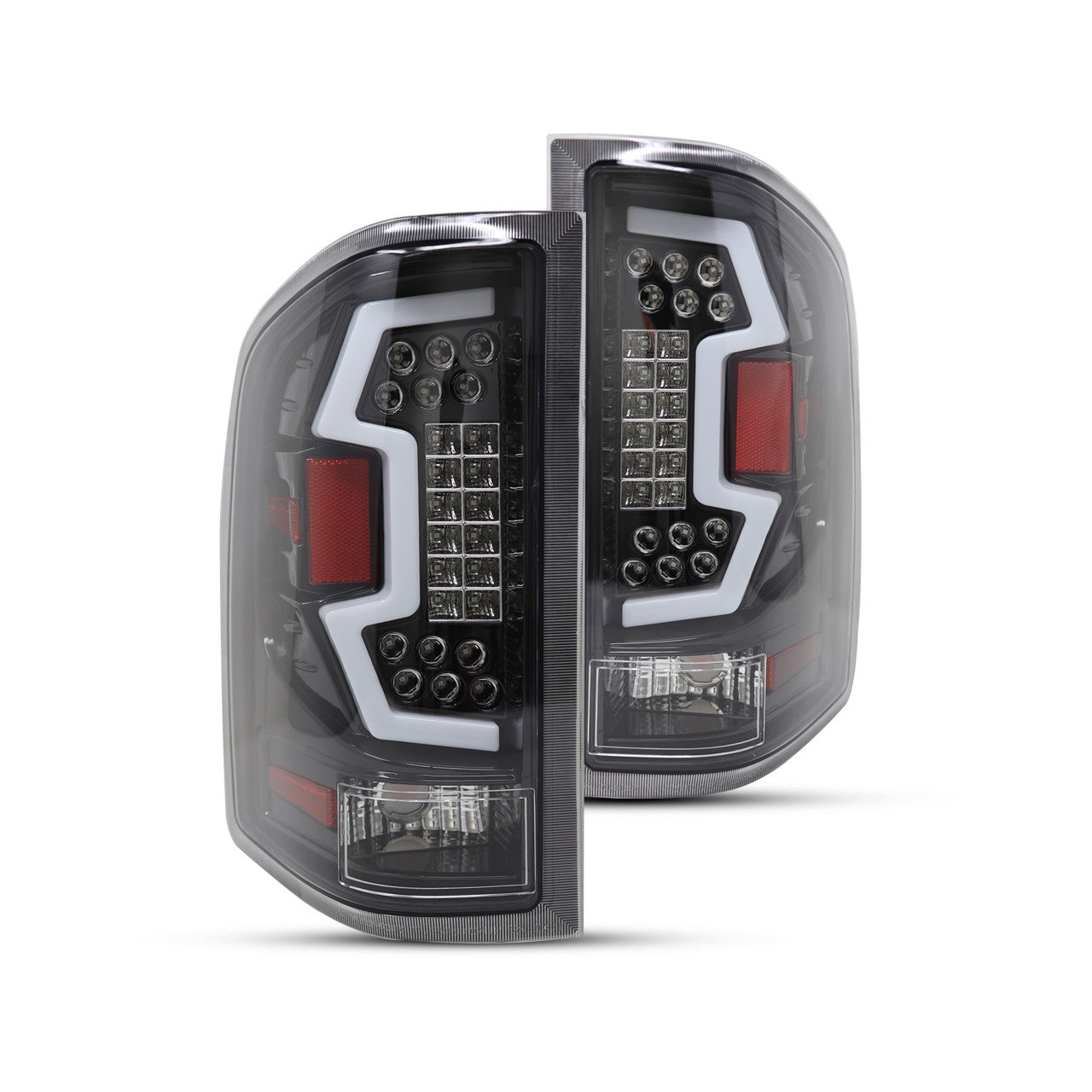 Renegade 2007-2013 Chevrolet Silverado 1500 2500 3500 LED Taillight With LED Sequential Turn Signal Black Clear CTRNG0666-GBC-SQ