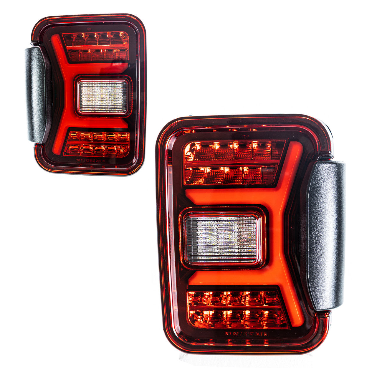 Renegade 2019-2024 Jeep Gladiator JT LED Tail Light With LED Turn Signal Sequential Brake Black Red CTRNG0669-BR-SQ