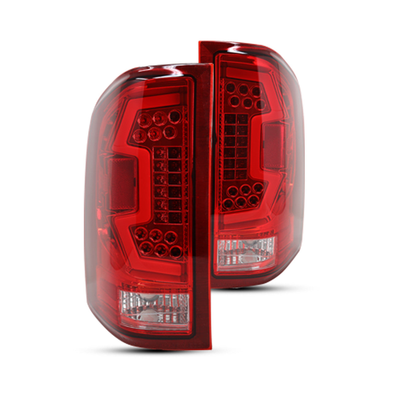 Renegade 2007-2013 Chevrolet Silverado 1500 2500 3500 LED Taillight With LED Sequential Turn Signal Chrome Red CTRNG0666-CR-SQ