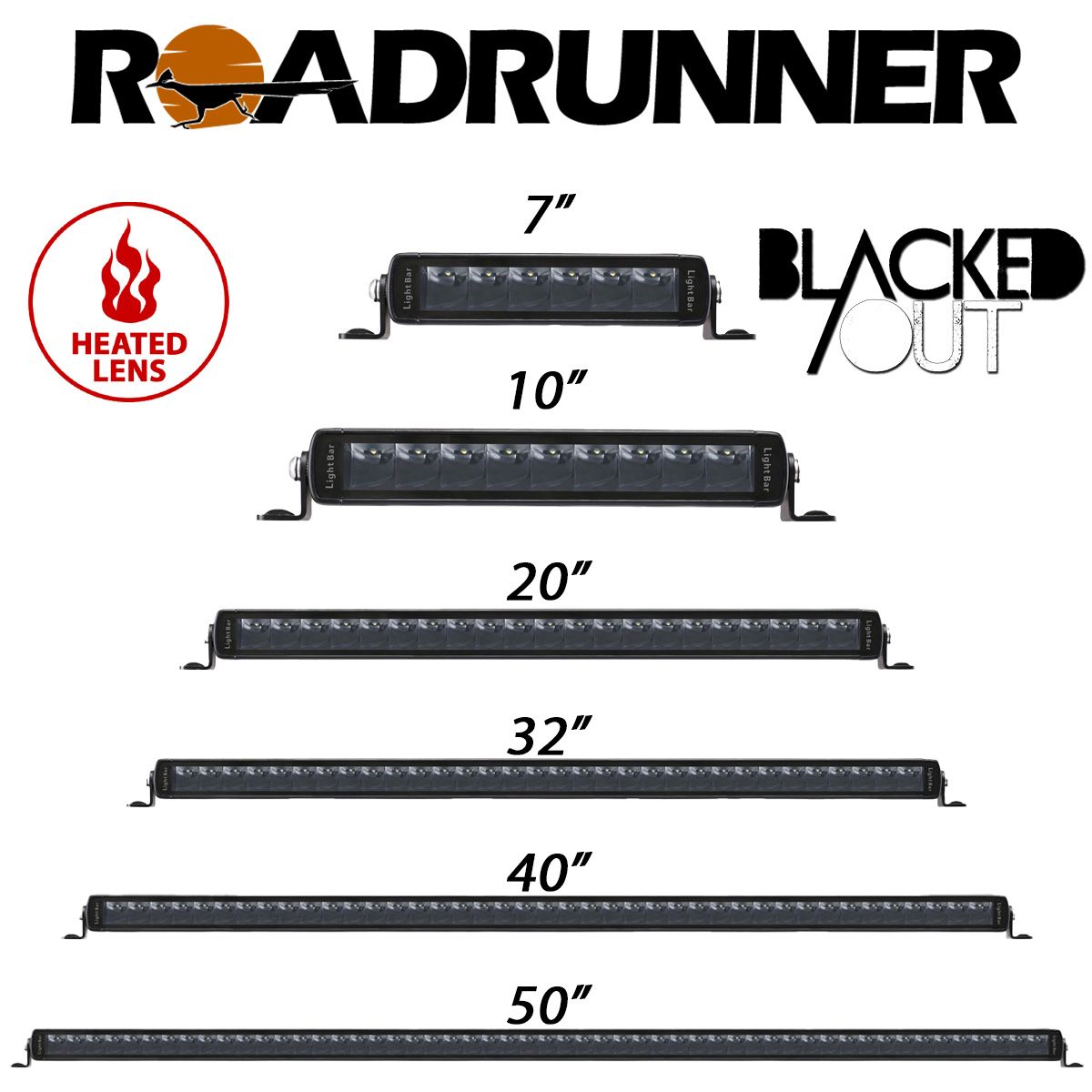 Race Sport 7in Roadrunner SAE Compliant 30-watt LED Single Row Stealth Light Bar with MELT Temp Control System and screw-less frame construction RS7TEMPLB