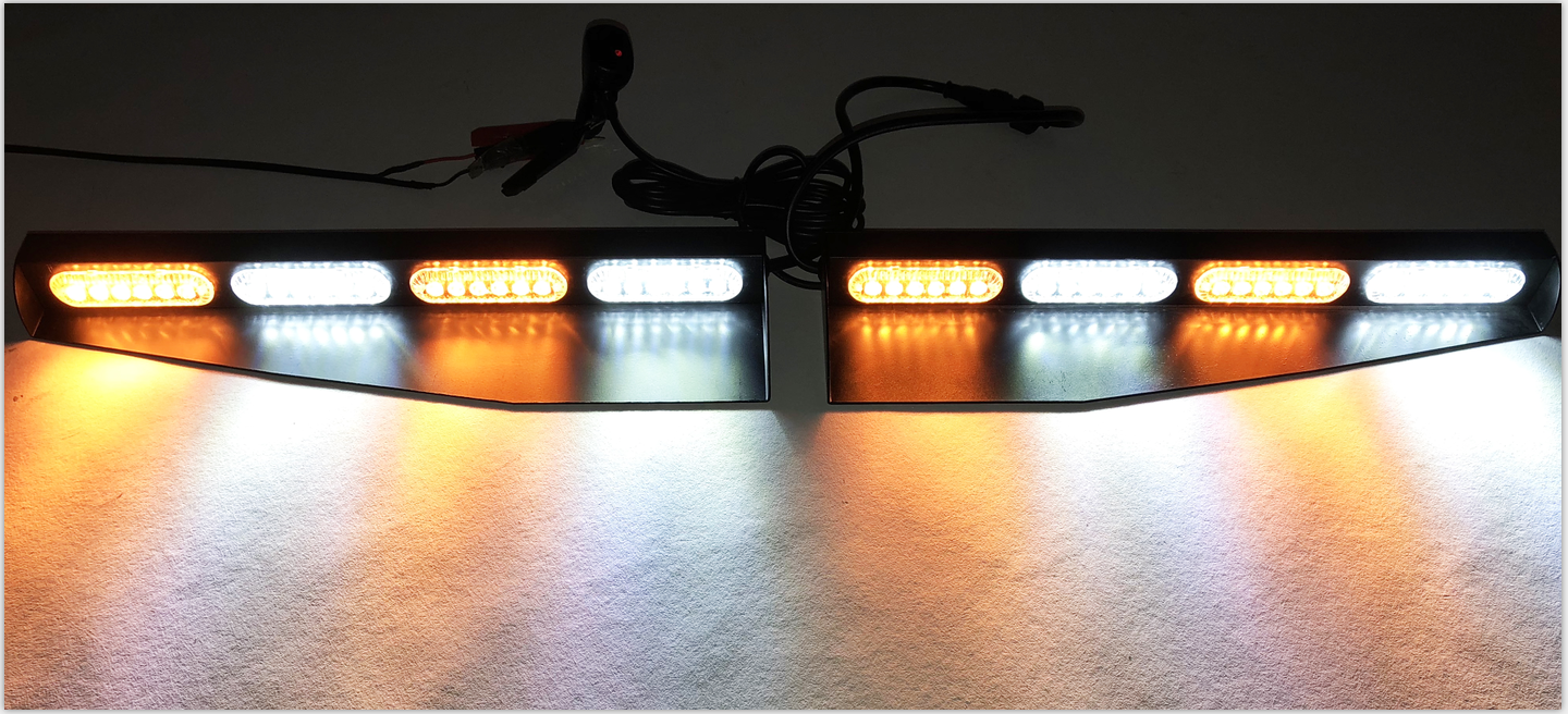 Race Sport White Amber Strobing Hi power LED Beacon Visor With 15+ patterns and optional Cigarette plug-in RS826WA