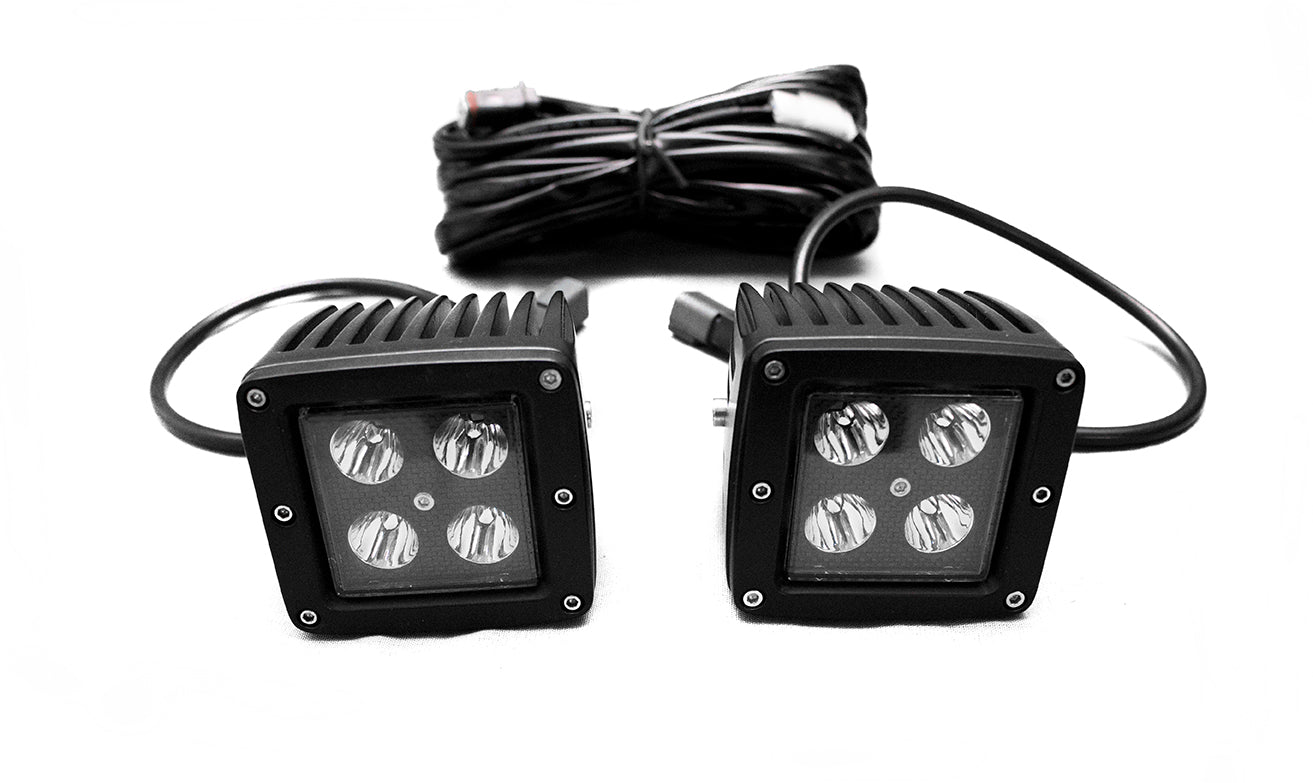 Race Sport Blacked Out Series 3x3 LED Auxiliary Light Cube Kit With Spot Optical Beam Comes With 2 cubes and wire harness RSBO3X3