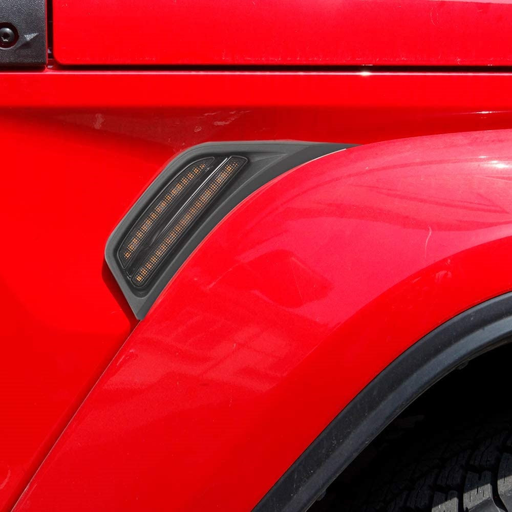 Race Sport JEEP Wrangler JL Fender Maker LED Light with Amber LED and light smoked cover RSJLFDL