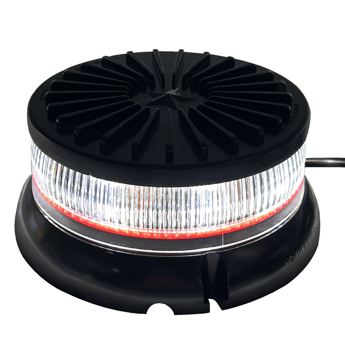 Race Sport High Power Multi Flash Pro Series 8-AMBER 8-WHITE LED Warning Light SAE Class CA Title 13 6 Flash Patterns LOW 3 Inch Height Magnetic Mount RSLED416PMXWA
