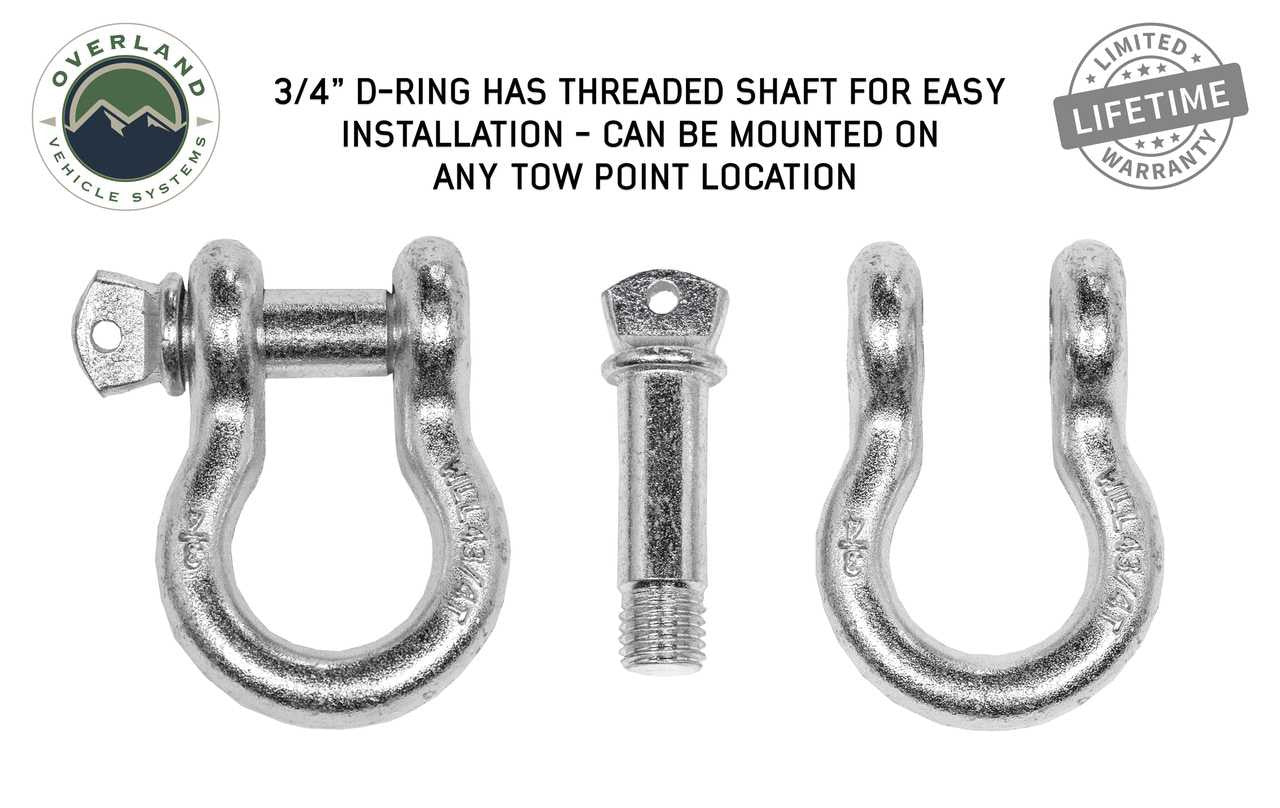OVS Recovery Shackle D-Ring 3/4" 4.75 Ton Zinc Sold In Pairs 19010205