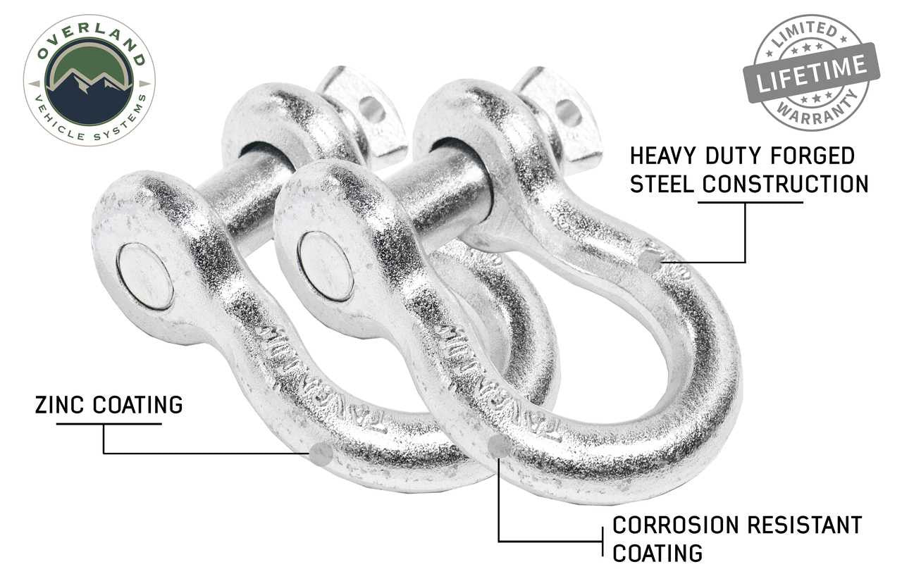 OVS Recovery Shackle D-Ring 3/4" 4.75 Ton Zinc Sold In Pairs 19010205