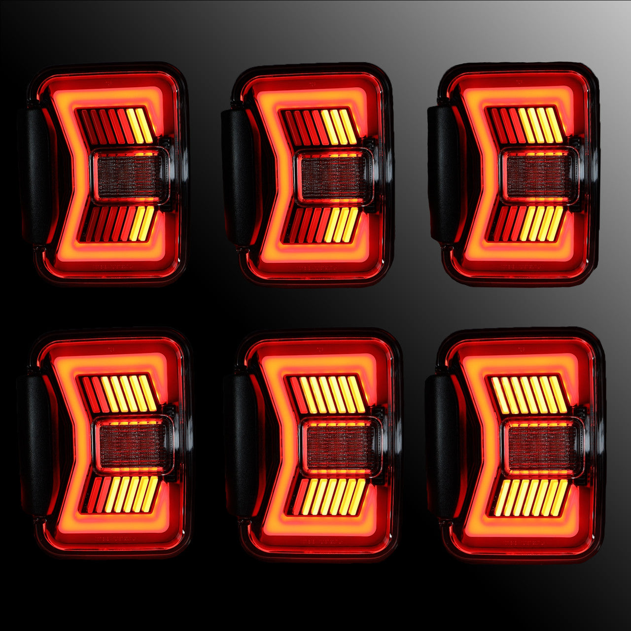 Renegade 2019-2024 Jeep Gladiator JT LED Tail Light With LED Sequential Turn Signal Brake Black Red CTRNG0668-BR-SQ