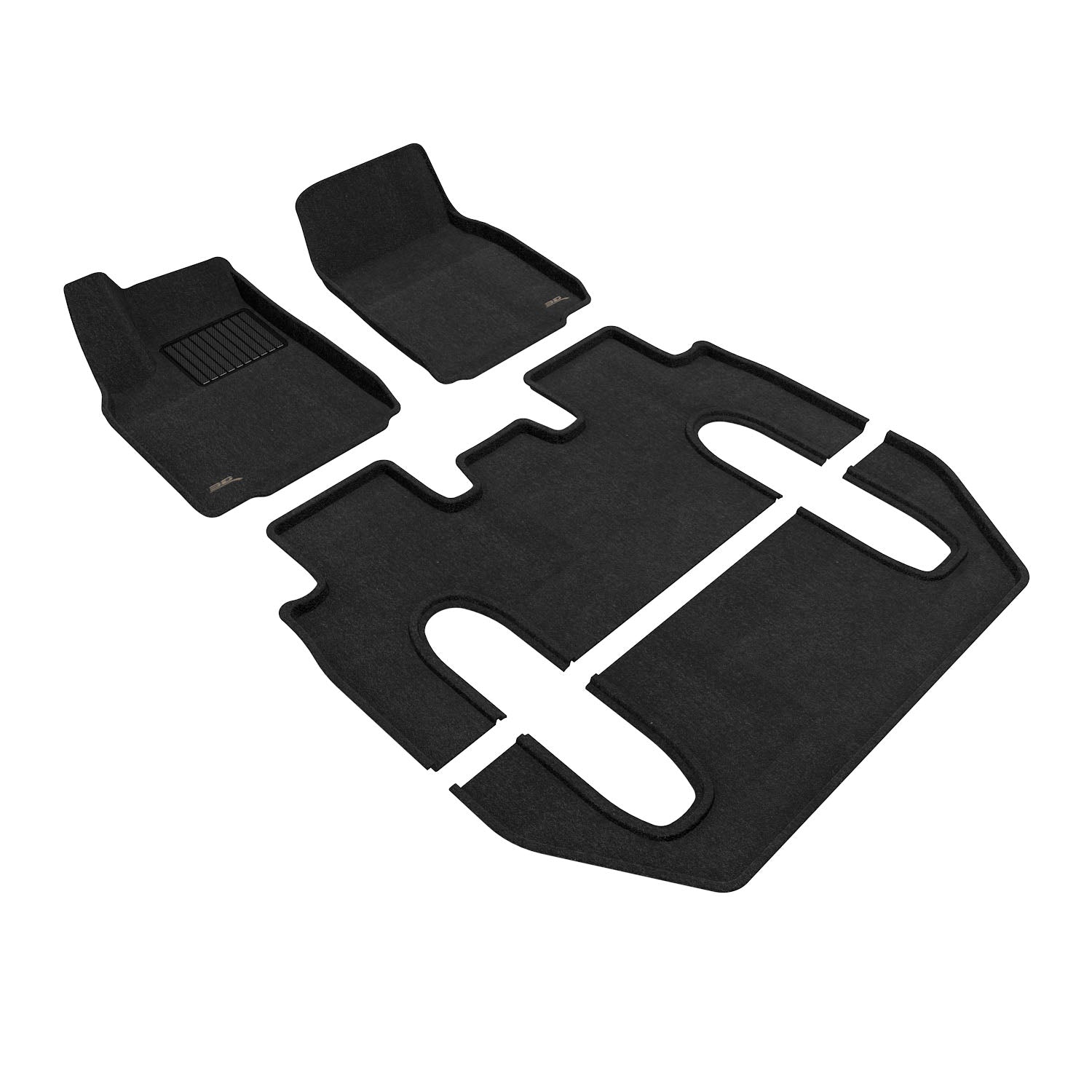 3D Maxpider 2022-2024 Tesla Model X 6 Seat Without 2Nd Row Center Console Elegant 1St Row 2Nd Row 3Rd Row Floor Mat Woven PP Black fits Plaid model L1TL04304709