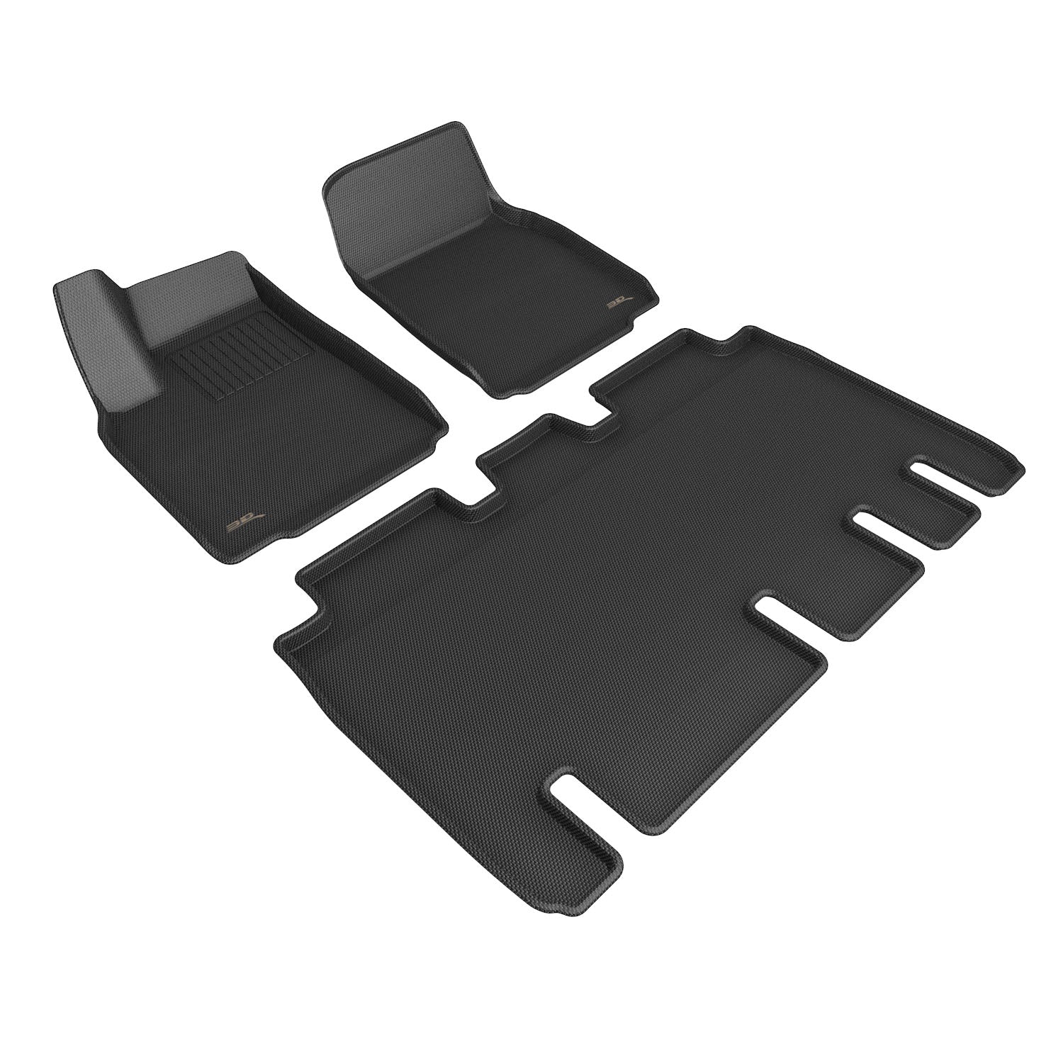 3D Maxpider 2022-2024 Tesla Model X 5-Seat Custom Fit Kagu 1st 2nd Row Full Set Floor Mat Carbon Fiber Embossed Pattern Black L1TL04601509