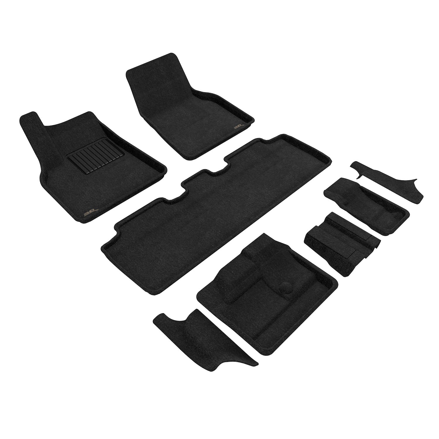 3D Maxpider 2021-2023 Tesla Model Y 7-Seat Full Set 1st 2nd 3rd Row Custom Fit Elegant Floor Mat Woven PP Black L1TL03604709