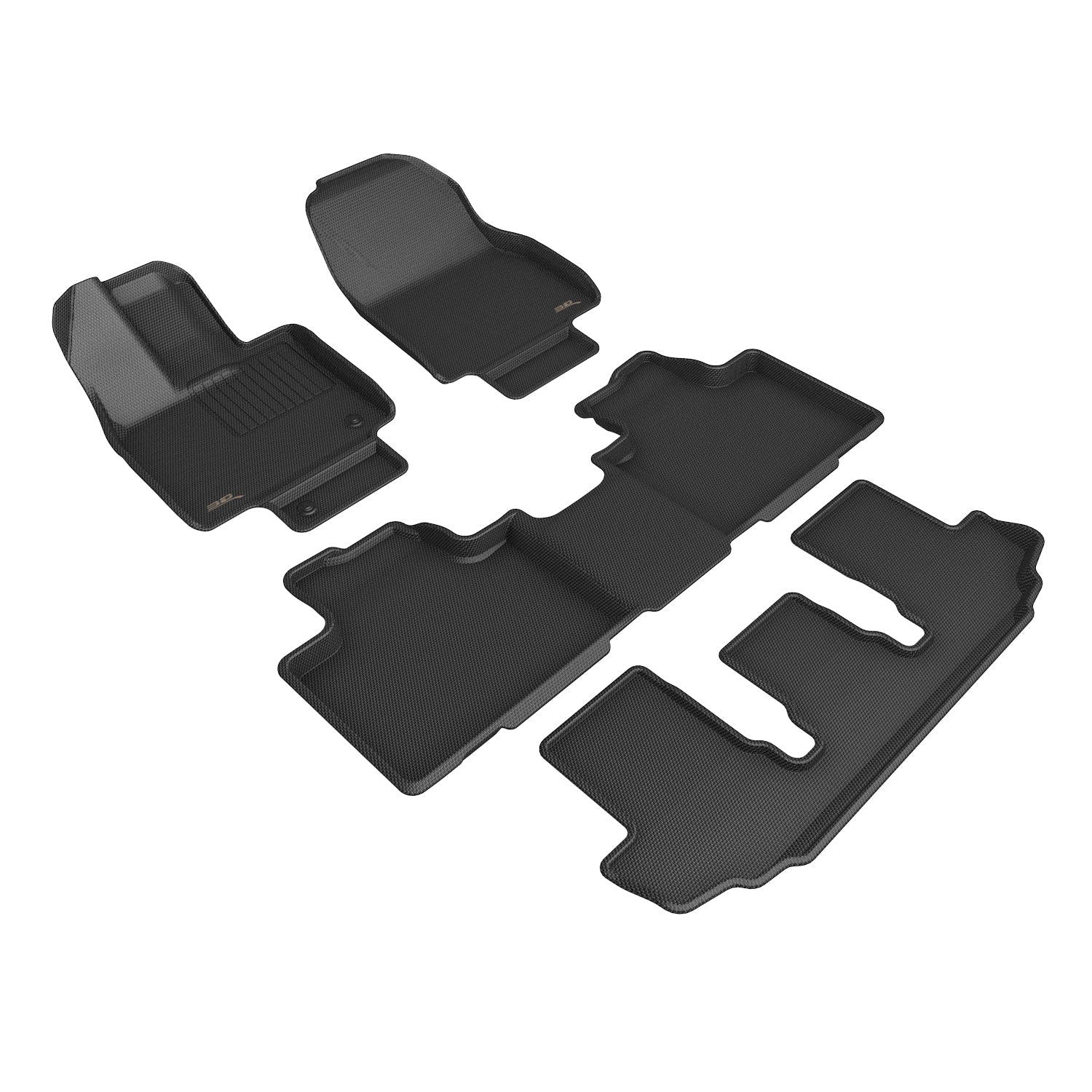 3D Maxpider 2020-2024 Toyota Highlander Hybrid Custom Fit 1st 2nd 3rd Row Bucket Kagu Floor Mat Carbon Fiber Embossed Pattern Black L1TY28001509