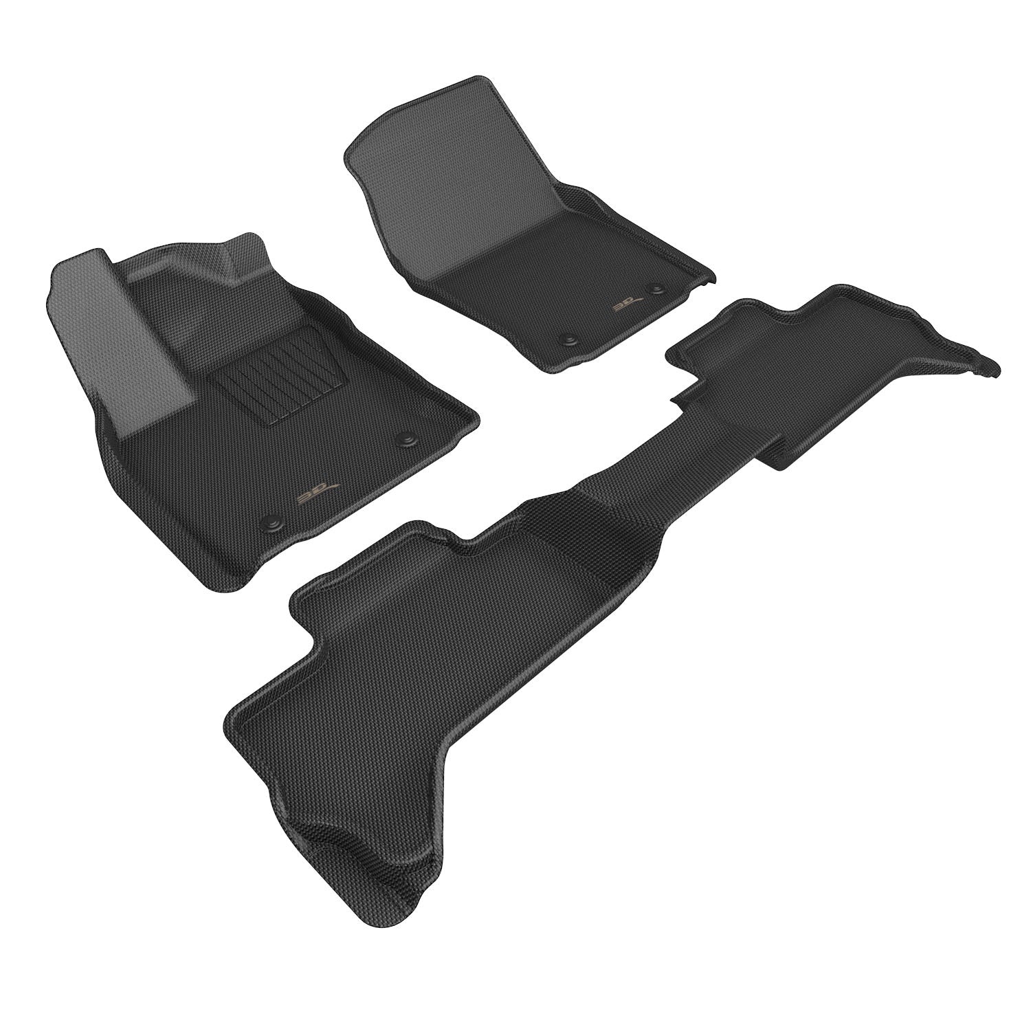3D Maxpider 2022-2024 Toyota Tundra Custom Fit Kagu 1st 2nd Row Full Set Carbon Fiber Embossed Pattern Black Floor Mats L1TY29601509
