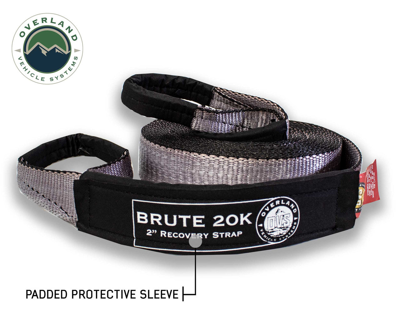 OVS Tow Strap 20,000 Lb. 2" X 30' Gray With Black Ends & Storage Bag 19059916