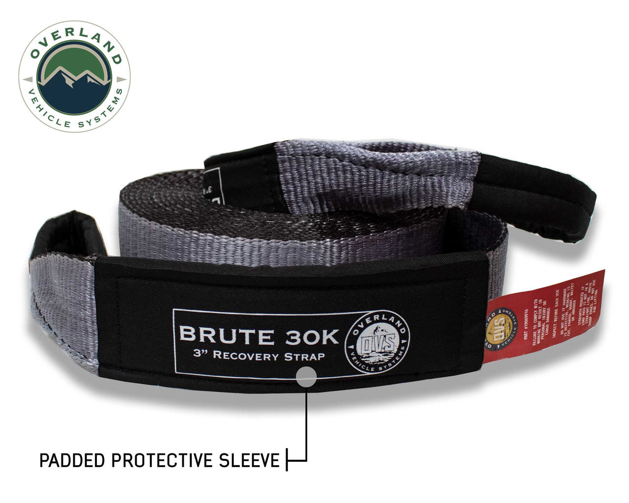 OVS Tow Strap 30,000 Lb. 3" X 30' Gray With Black Ends & Storage Bag 19069916