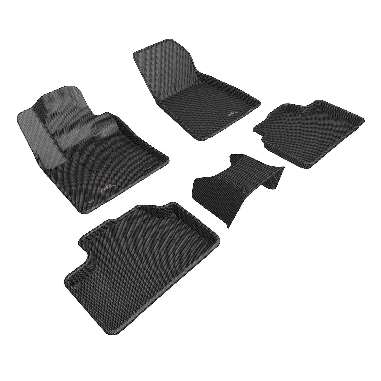 3D Maxpider 2023-2024 Volvo C40 Recharge 1st 2nd Row Black Kagu Carbon Fiber Embossed Pattern Floor Mat L1VV04501509