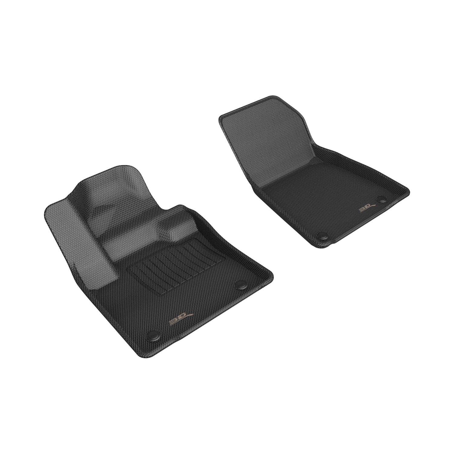 3D Maxpider 2022-2024 Volvo XC40 Recharge Custom Fit Kagu 1st Row Floor Mat Carbon Fiber Embossed Pattern Black L1VV04211509