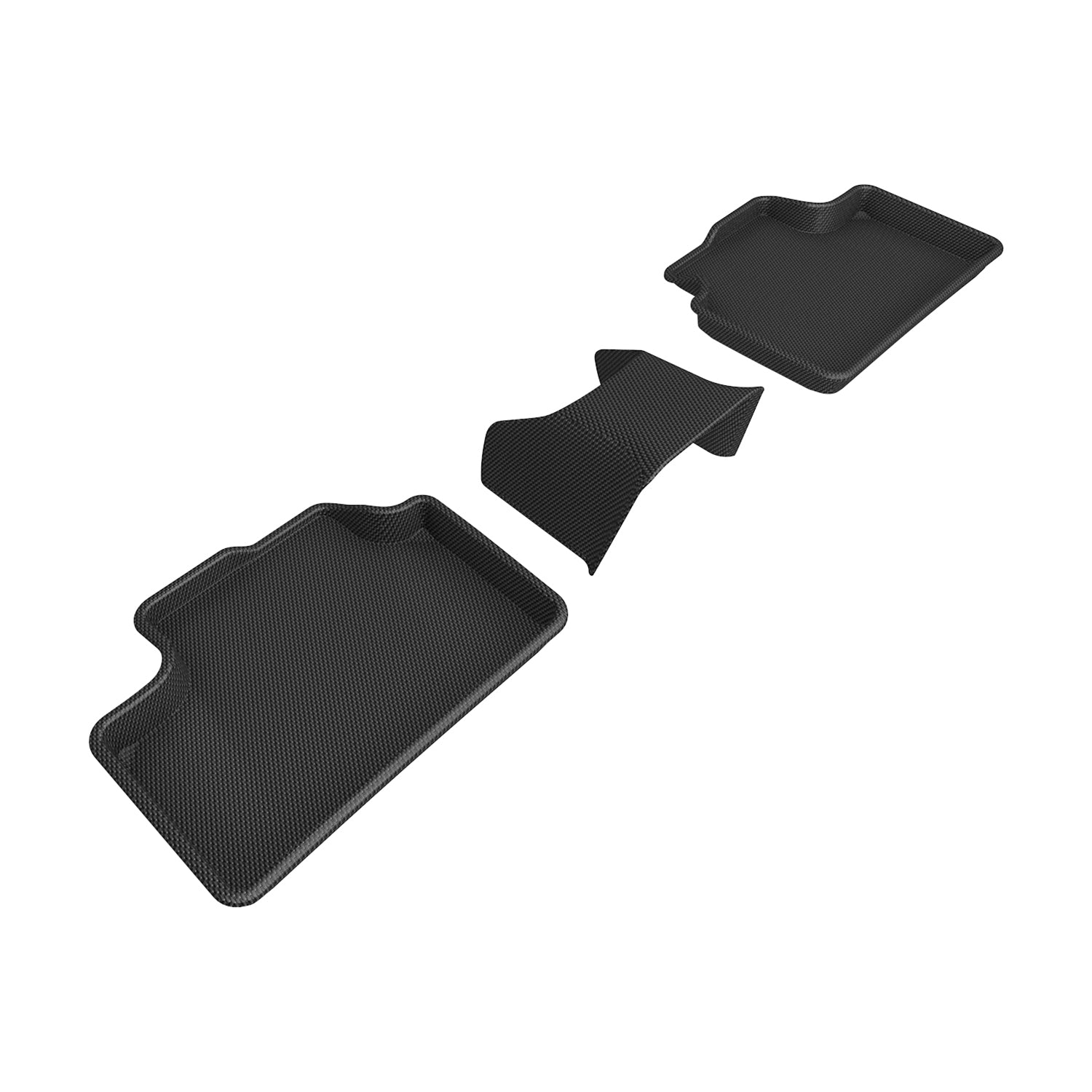 3D Maxpider 2022-2024 Volvo XC40 Recharge 2nd Row Custom Fit Kagu Floor Mat Carbon Fiber Embossed Pattern Black L1VV04221509