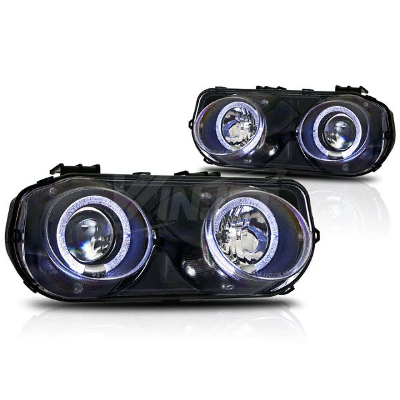 Winjet 1994-1997 Acura Integra Halo Projector Head Light Black Clear CHWJ-0216-B
