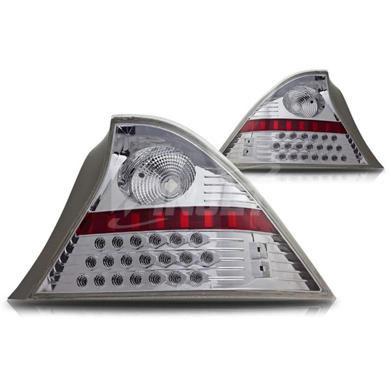 Winjet 2001-2003 Honda Civic 2Dr LED Tail Light Chrome Clear CTWJ-0032-CC