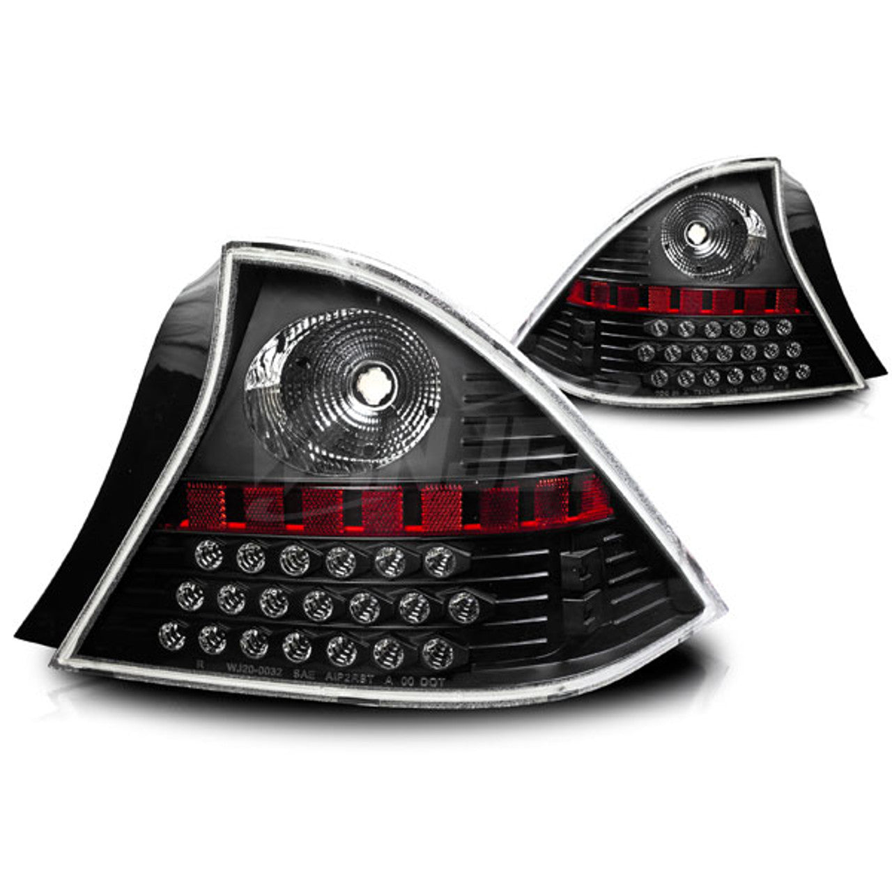 Winjet 2001-2003 Honda Civic 2Dr LED Tail Light Black Clear CTWJ-0032-BC