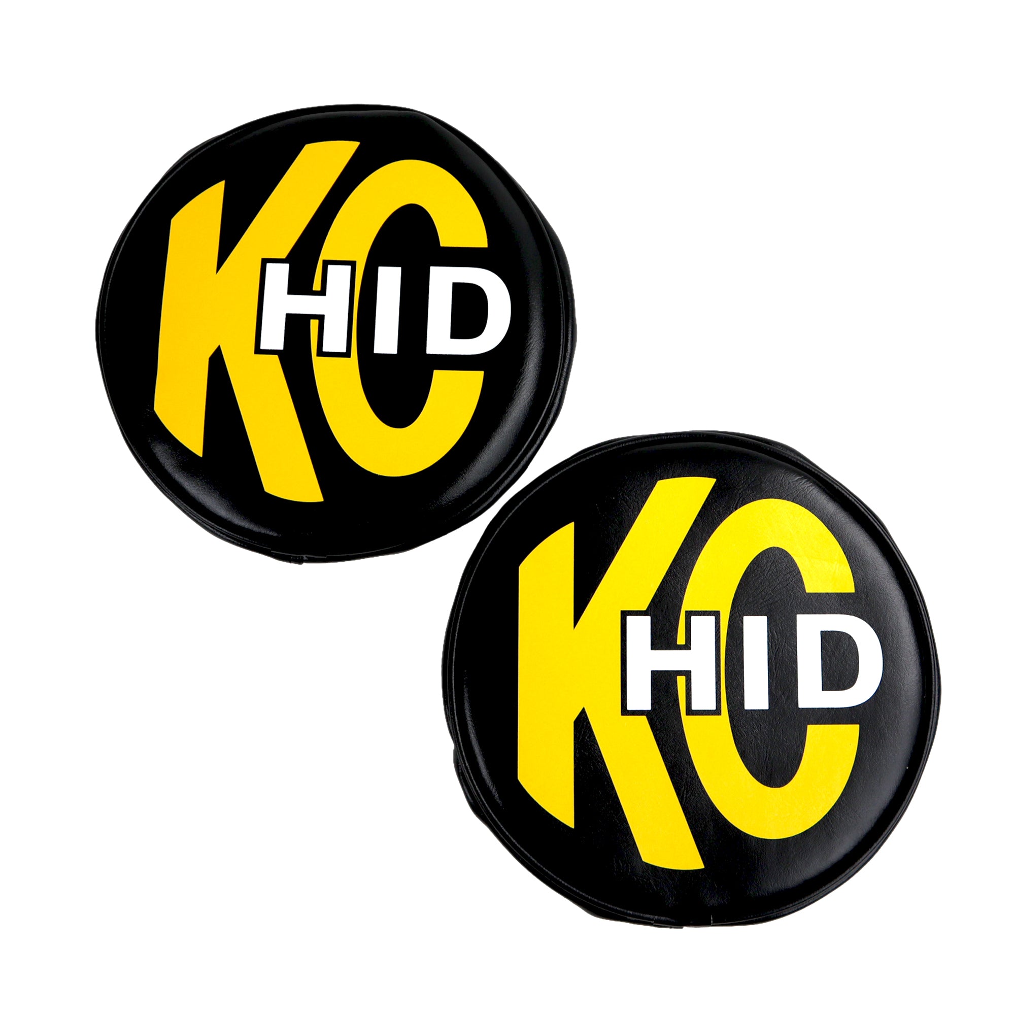 KC Hilites 8" Light Cover Soft Vinyl  Pair Black With Yellow KC HID Logo 5818