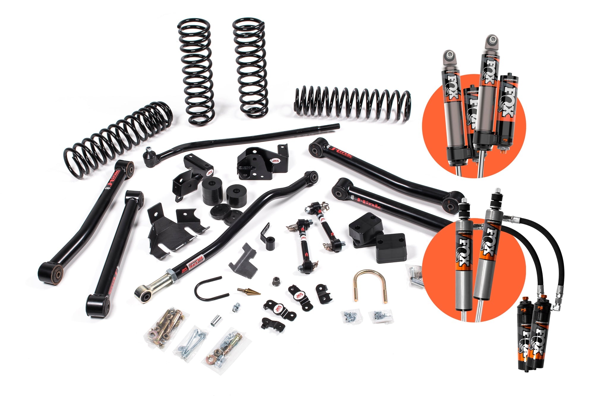 JKS 2007-2018 Jeep Wrangler JK 4WD 2 Door 3.5" J-Konnect Suspension Lift Kit with Fox 2.5 PES Remote Reservoir DSC Shocks JSPEC114PES