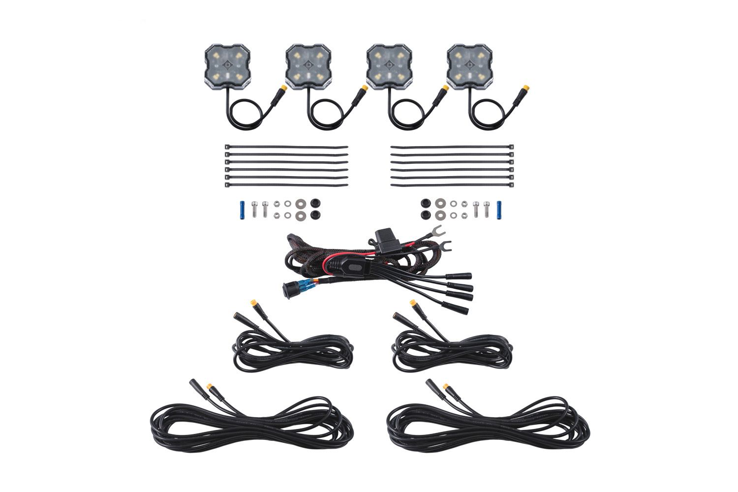 Diode Dynamics Stage Series Single-Color LED Rock Light White Diffused M8 4-pack DD7442