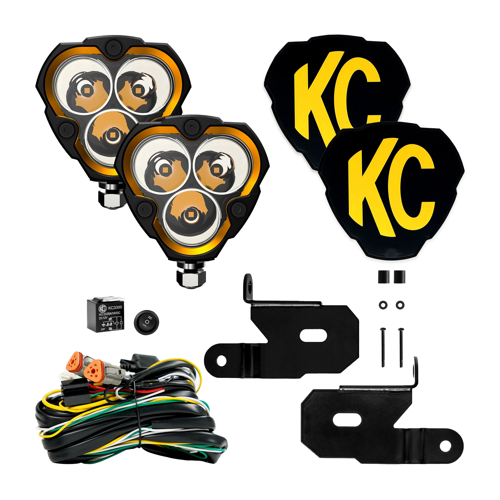 KC Hilites 2018-2024 Jeep Wrangler JL 2020-2024 Gladiator JT FLEX ERA 3 2-Light System Pillar Mount 40W Spot Beam  97128