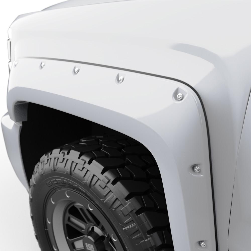 EGR 2014-2018 Chevrolet Silverado 1500 2015-2019 Silverado 2500 3500 HD 4Door Extended Cab Crew Cab 2Door Standard Cab Pickup Bolt-on Look Fender Flares Painted White 791574-GAZ