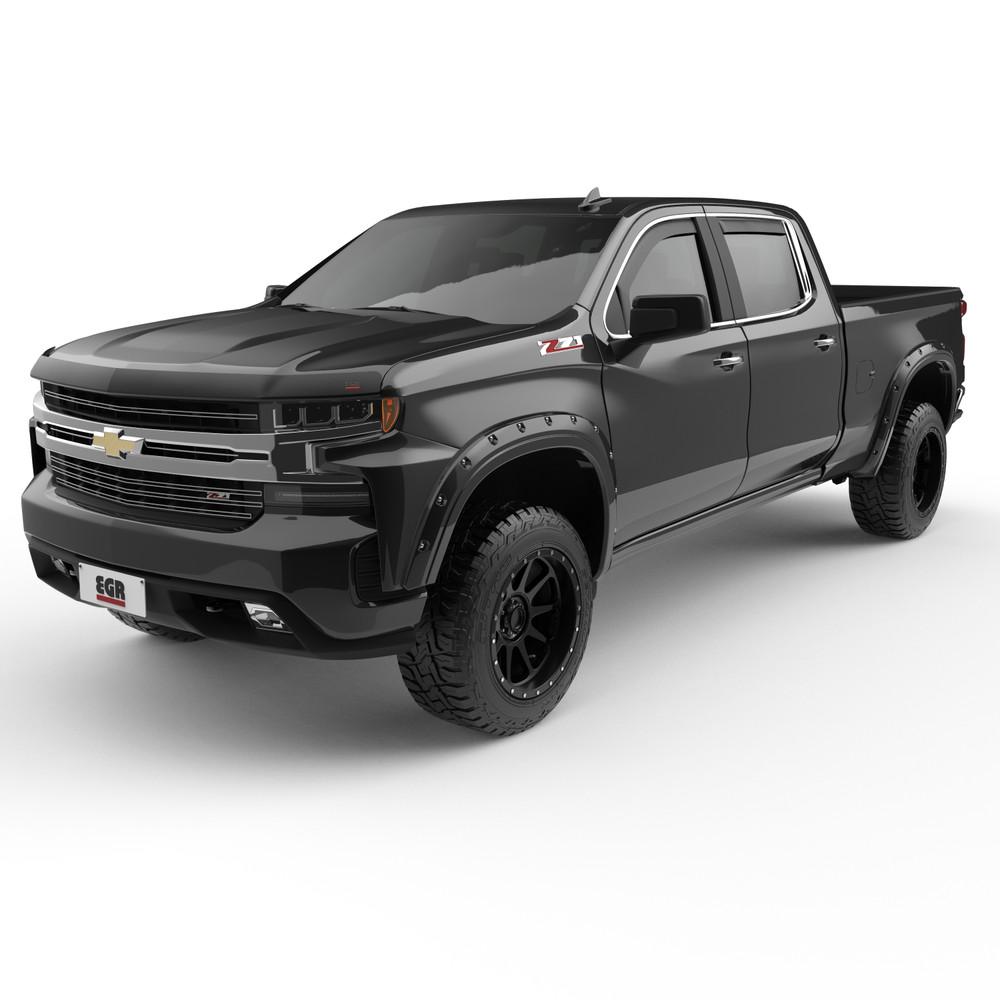 EGR 2019-2022 Chevrolet Silverado 1500 4 Door Extended Cab Crew Cab 2 Door Standard Cab Pickup Bolt-on Look Fender Flares Painted Black 791694-GBA