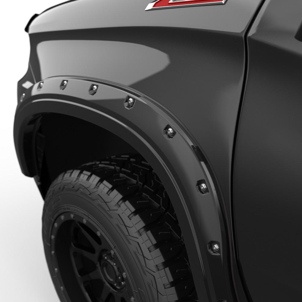 EGR 2019-2022 Chevrolet Silverado 1500 4 Door Extended Cab Crew Cab 2 Door Standard Cab Pickup Bolt-on Look Fender Flares Painted Black 791694-GBA