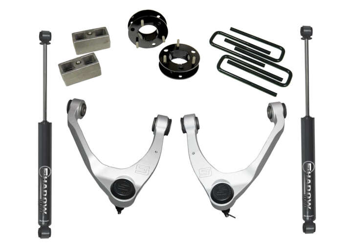 SUPERLIFT 2014-2018 Chevrolet Silverado 1500 GMC Sierra 1500 2019 Sierra 1500 Limited Silverado 1500 Legacy Lift Kit 3.5 Inch With SL Rear Shocks Aluminum Upper Arm 3800