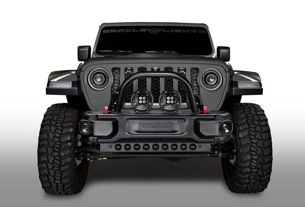Oracle Lighting 2018-2023 Jeep Wrangler JL 2020-2023 Gladiator JT Skid Plate with Integrated LED Emitters Amber Lens 5883-005