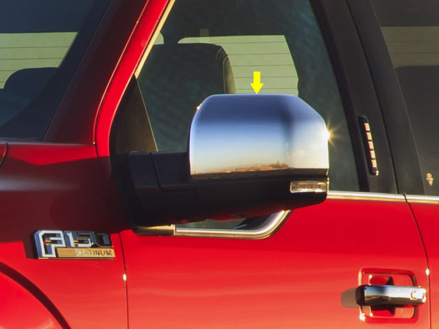 QAA 2015-2020 Ford F-150 2dr 4dr Pickup Truck 2 piece Chrome Plated ABS plastic Mirror Cover Set Top Half only For non-painted mirror MC55307