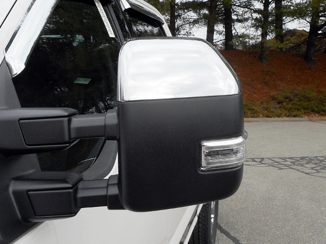 QAA 2017-2022 Ford F250 F350 Super Duty 2dr 4dr Pickup Truck 2 pc Chrome Plated ABS plastic Mirror Cover Set Top Half only Snap on replacement MC57321