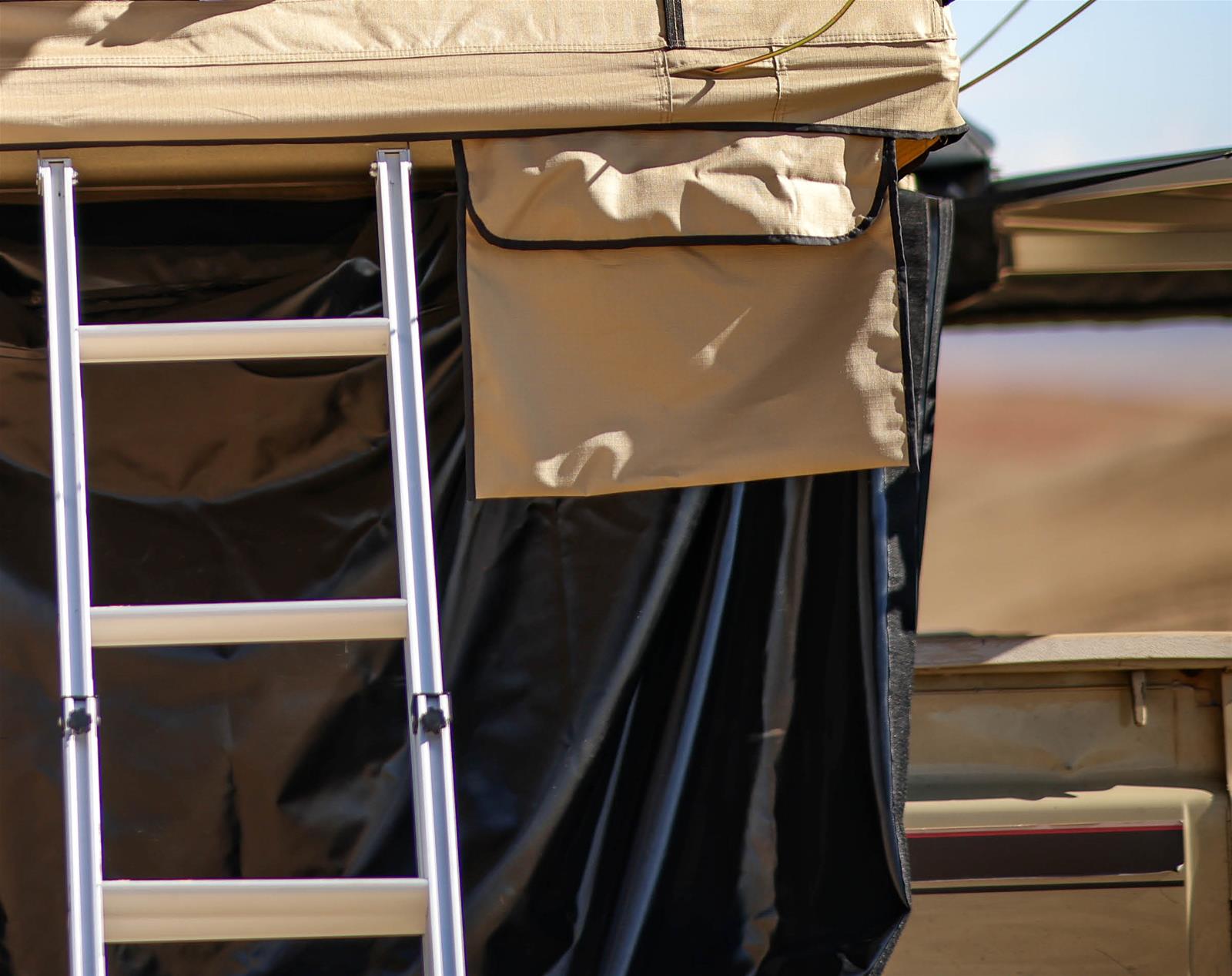 OVS TMBK 3 Roof Top Tent Tan Base With Green Rain Fly Black Aluminum Base Ladder 18119933