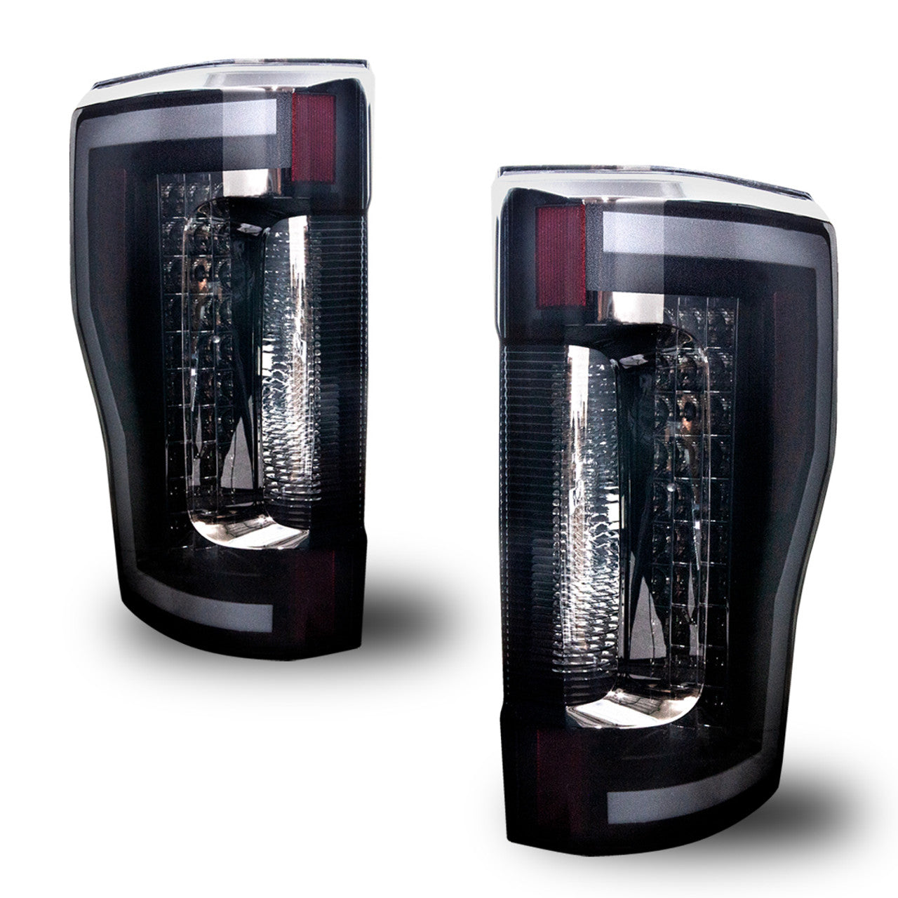 Renegade 2017-2019 Ford F-250 Taillights with LED Lightbars Sequential Turn Signals Black Smoke CTRNG0563-BS-SQ