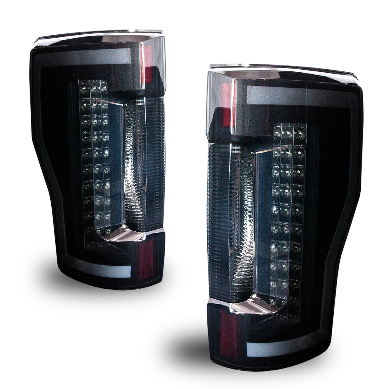 Renegade 2017-2019 Ford F-250 Taillights with LED Lightbars Sequential Turn Signals Black Smoke CTRNG0563-BS-SQ