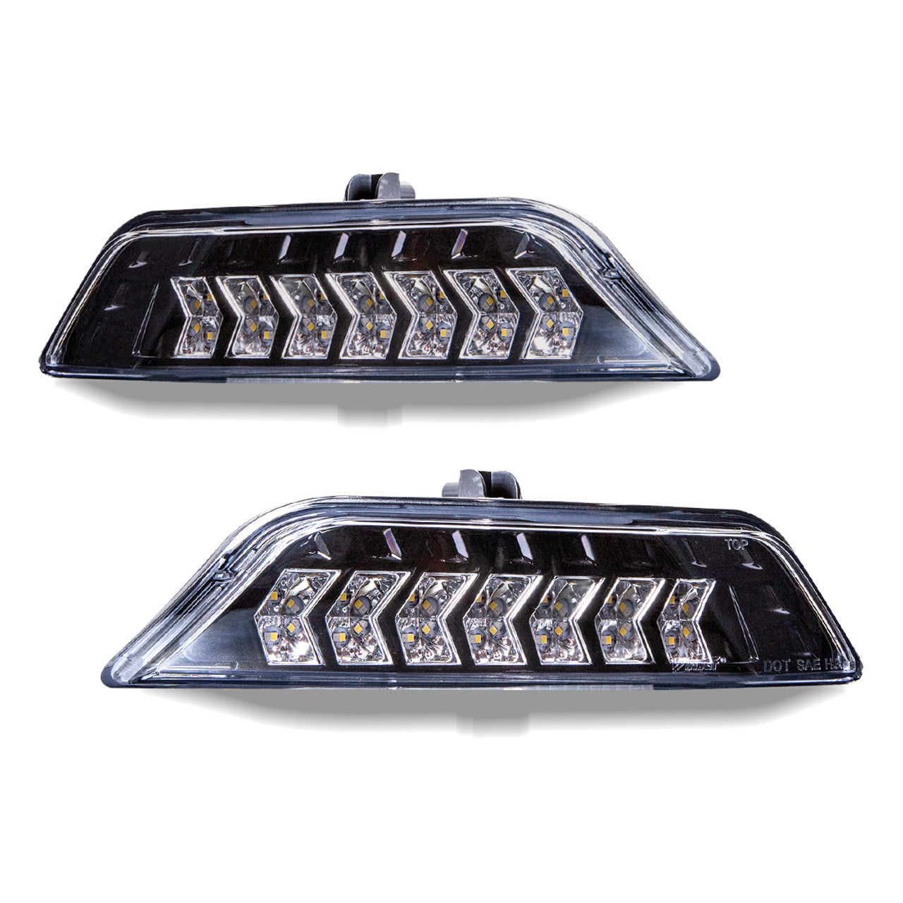 Winjet 2015-2017 Ford Mustang LED Sequential Turn Signal Parking Lights With Switchback Black Clear CTSWJ-0640-GBC-SQ